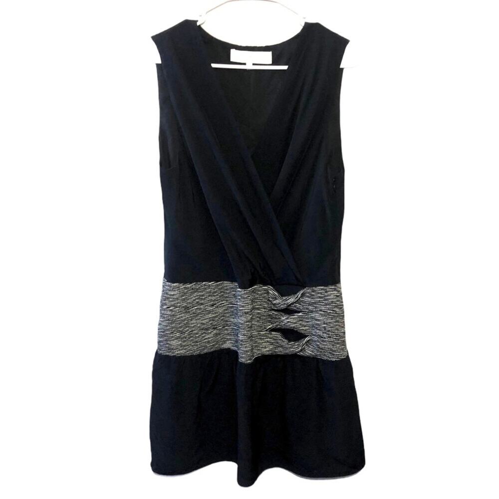 Thakoon Addition Black Sleeveless Faux Wrap Dress